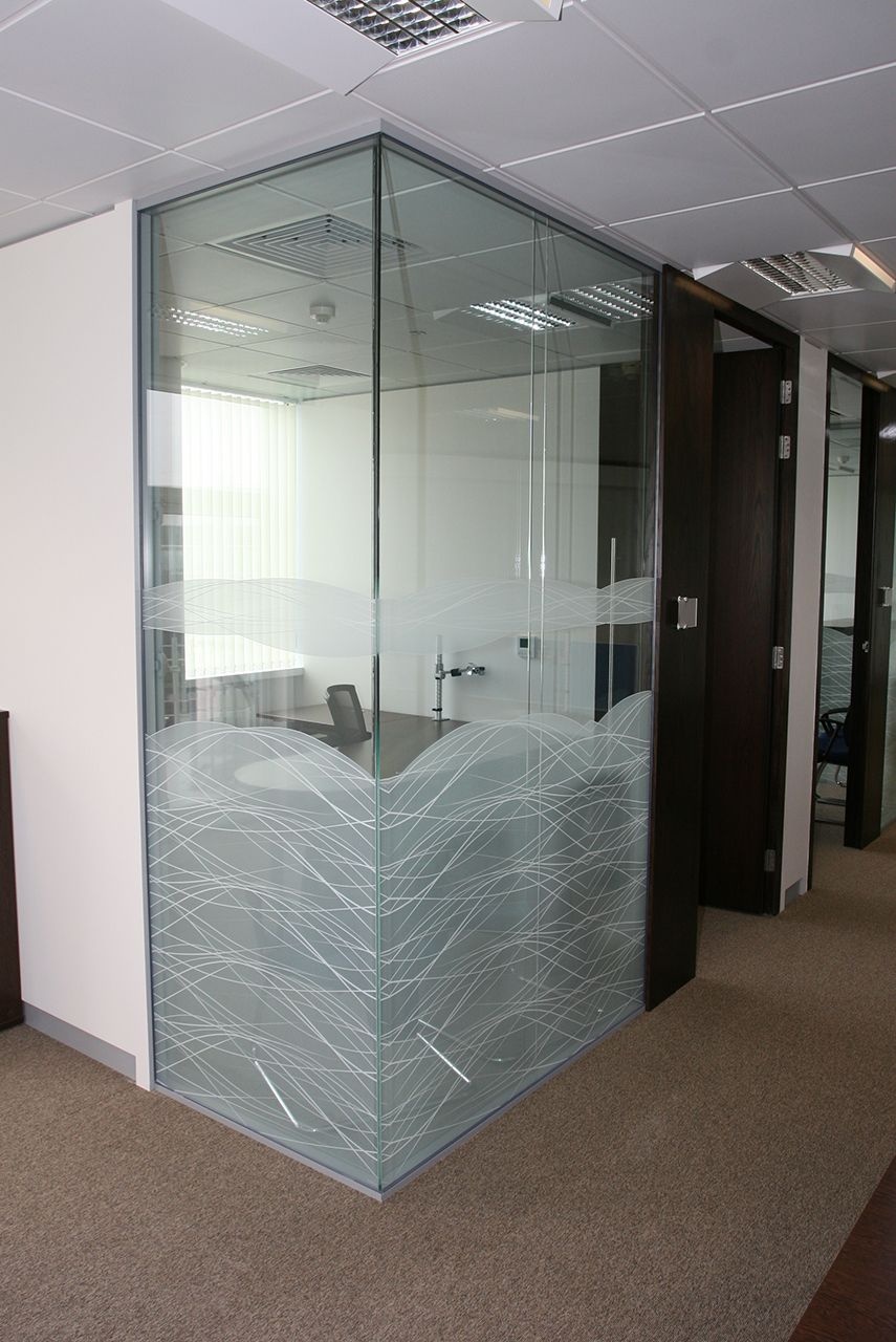 A custom glass-wall partition.